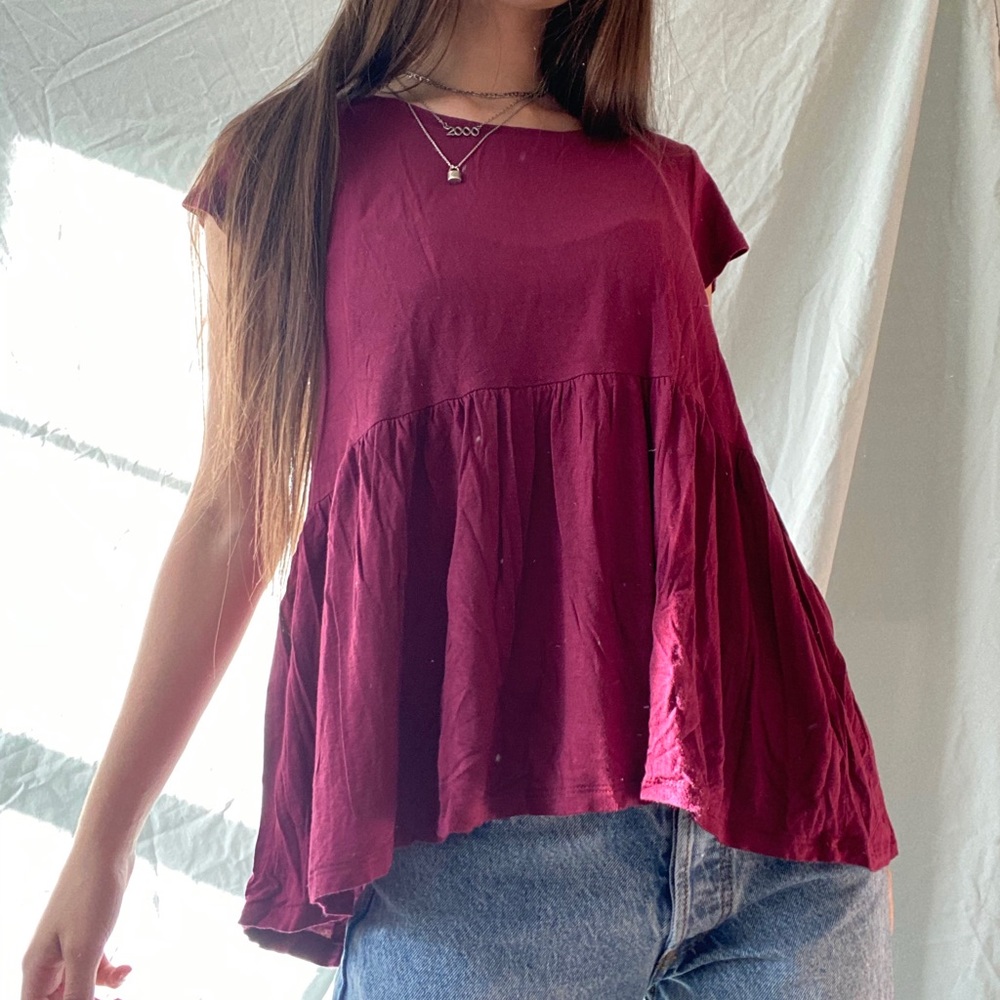 Burgundy Babydoll Top